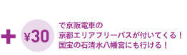 +\30で京阪電車の京都エリアフリーパスが付いてくる!国宝の石清水八幡宮にも行ける!